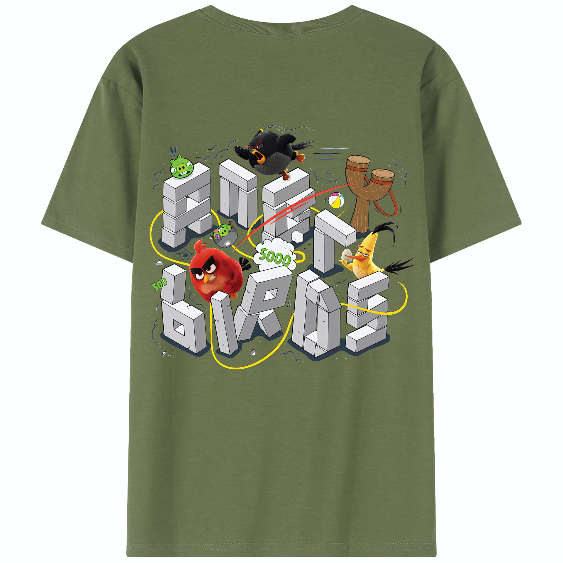 （画像用） Angry Birds アングリーバード 綿100％半袖Tシャツ（背面プリント）